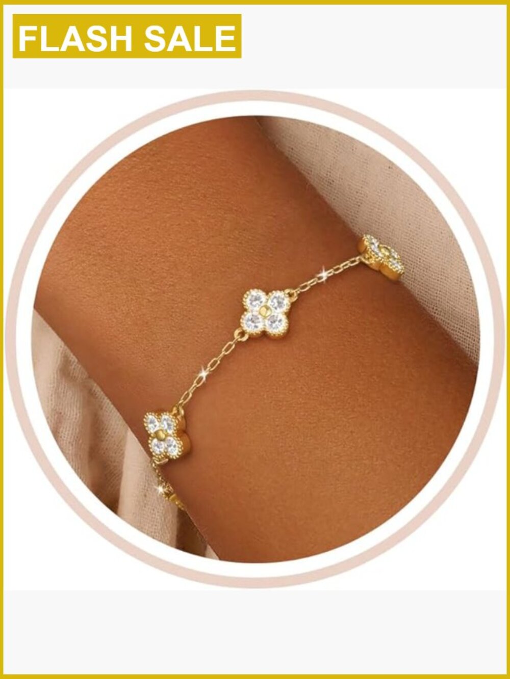 14K Gold Plated Dainty Charm Bracelet Stackable Waterproof Gift